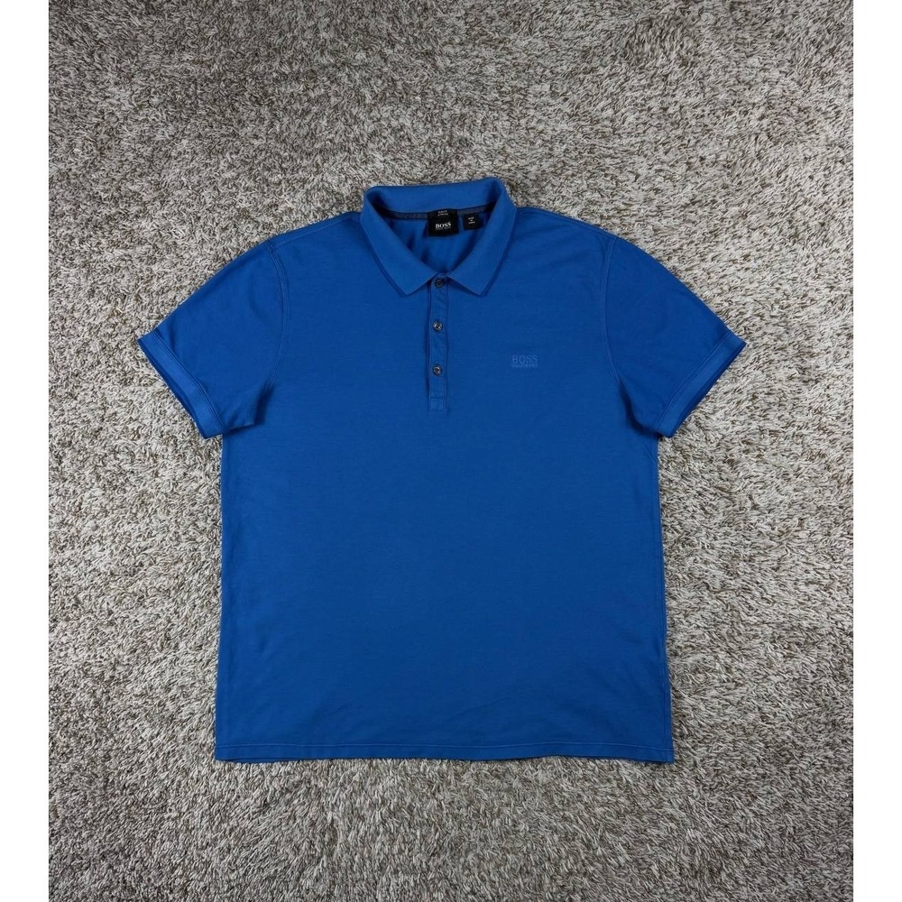 Hugo Boss Forli Slim Fit Stretch Blue Polo Shirt Men's Size 2XL